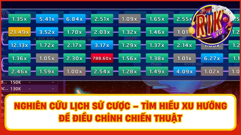 Xem lại lịch sử cược giúp bạn hiểu rõ hơn về các phiên chơi Aviator Rikvip trước