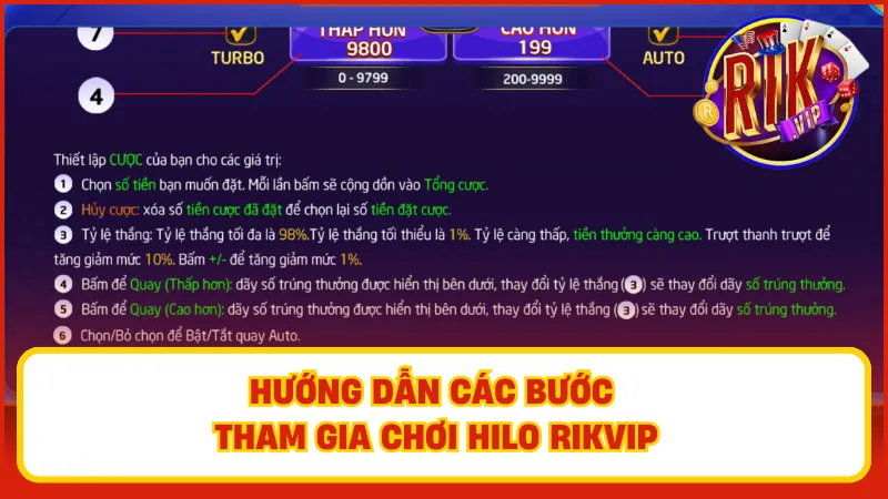 Hướng dẫn các bước tham gia chơi Hilo Rikvip