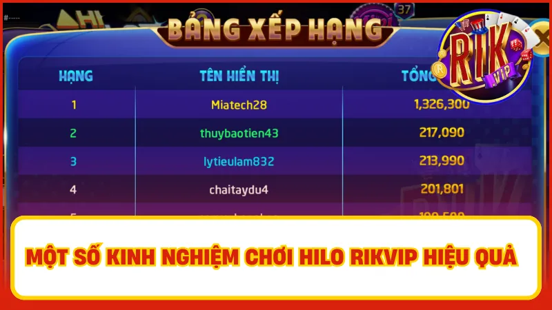 Một số kinh nghiệm chơi Hilo Rikvip hiệu quả